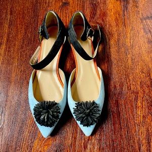 J. Crew Collection tri color pom flats 9